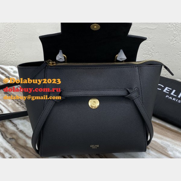 Replica Celine Leather Nano Belt Bag in Black