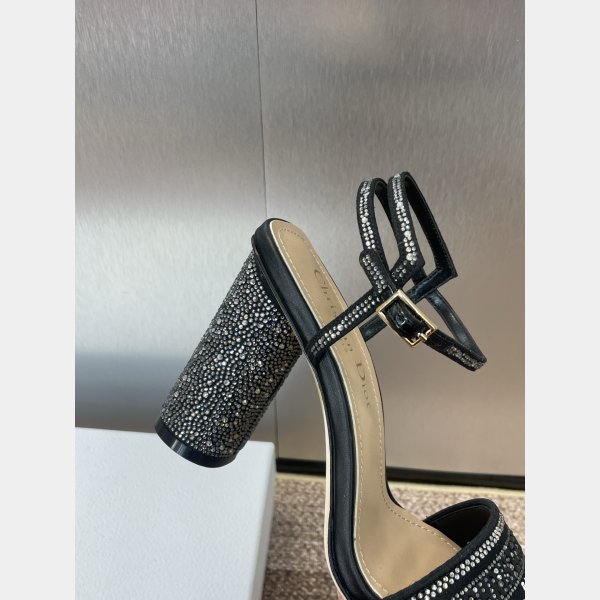 Top Quality Dior Silver-Tone Strass Heeled Sandal 9.5CM