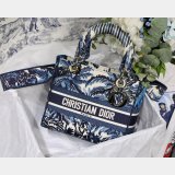 Blue Top QualityLady Dior 24cm Palms Embroidery Lady D-Lite Bags