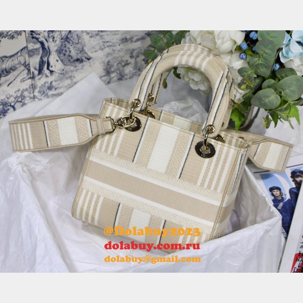 Lady Christian Dior Top Quality 24cm Embroidery Fake Bags