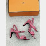 Replicas Suede Hermes Fashion Sandals Heel 9.5cm Shoes