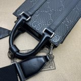 Fake Gucci AAA+ 696010 GG embossed mini tote black bag