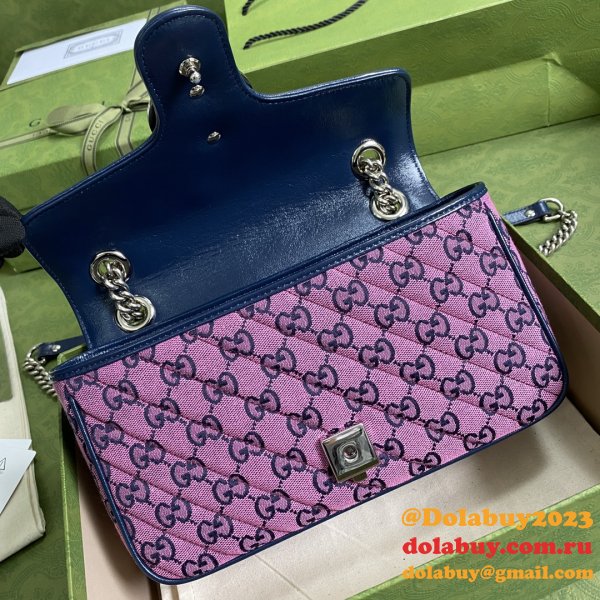 Replica Gucci Best 443497 GG Marmont Multicolor small shoulder pink bag