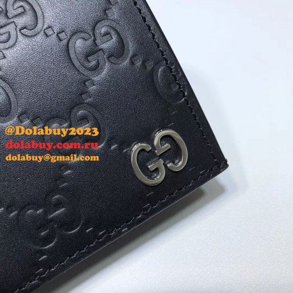 Fashion Gucci Replica Black Gucci Signature Card Case 522869 Wallet