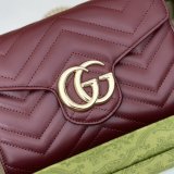 Gucci Fake GG Marmont Chain Wallets 474575 Red Bag