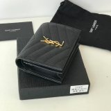 Fake YSL Saint Laurent Short MONOGRAM 459738 Black Wallet