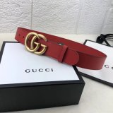 AAA+ Gucci Replica Leather Belt With Double G Red Buckle