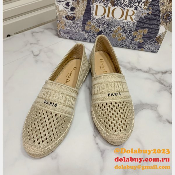 Perfect Dior Replica Openwork Embroidery Fisherman Shoes