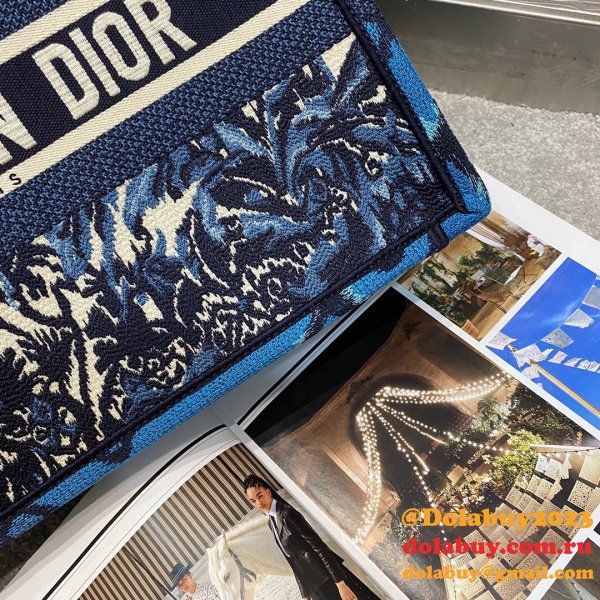 Christian Dior 7 Star Book Tote Oblique Termurah Replica Blue Bag