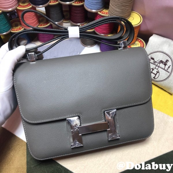 Hermes Constance Bag 23cm Epsom Leather Dark Grey