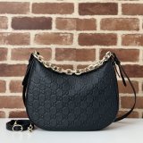 Knockoff Gucci GG Emblem Medium Shoulder Chain 820453 Black Bag