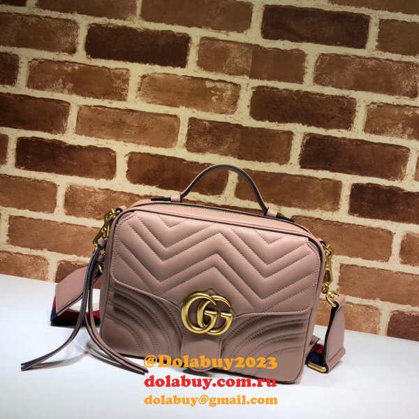 Top Quality Gucci Replica 498100 Leather GG Marmont Small Shoulder Bag