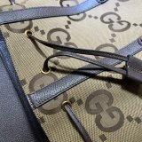 7 Star Gucci Backpack Replica 678829 with jumbo GG in camel and ebony GG canvas